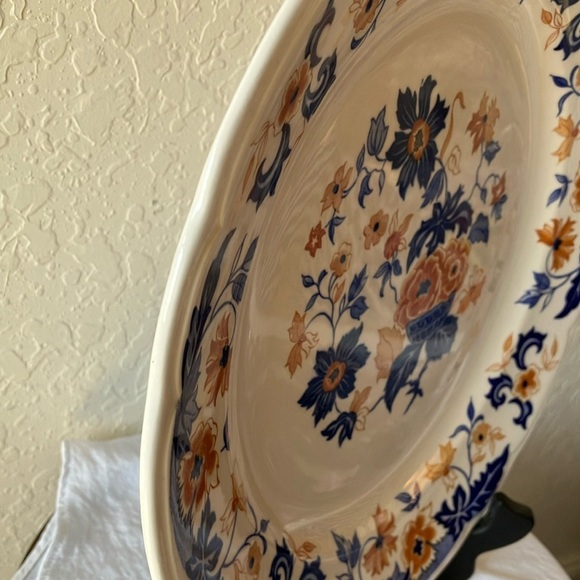 Atkins Ming Flower: Floral Blue & Cream Dinner Plate - Picture 13 of 15